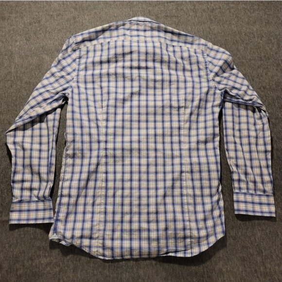 Banana Republic Blue and White Checkered Casual Button Down Shirt - Picture 2 of 12